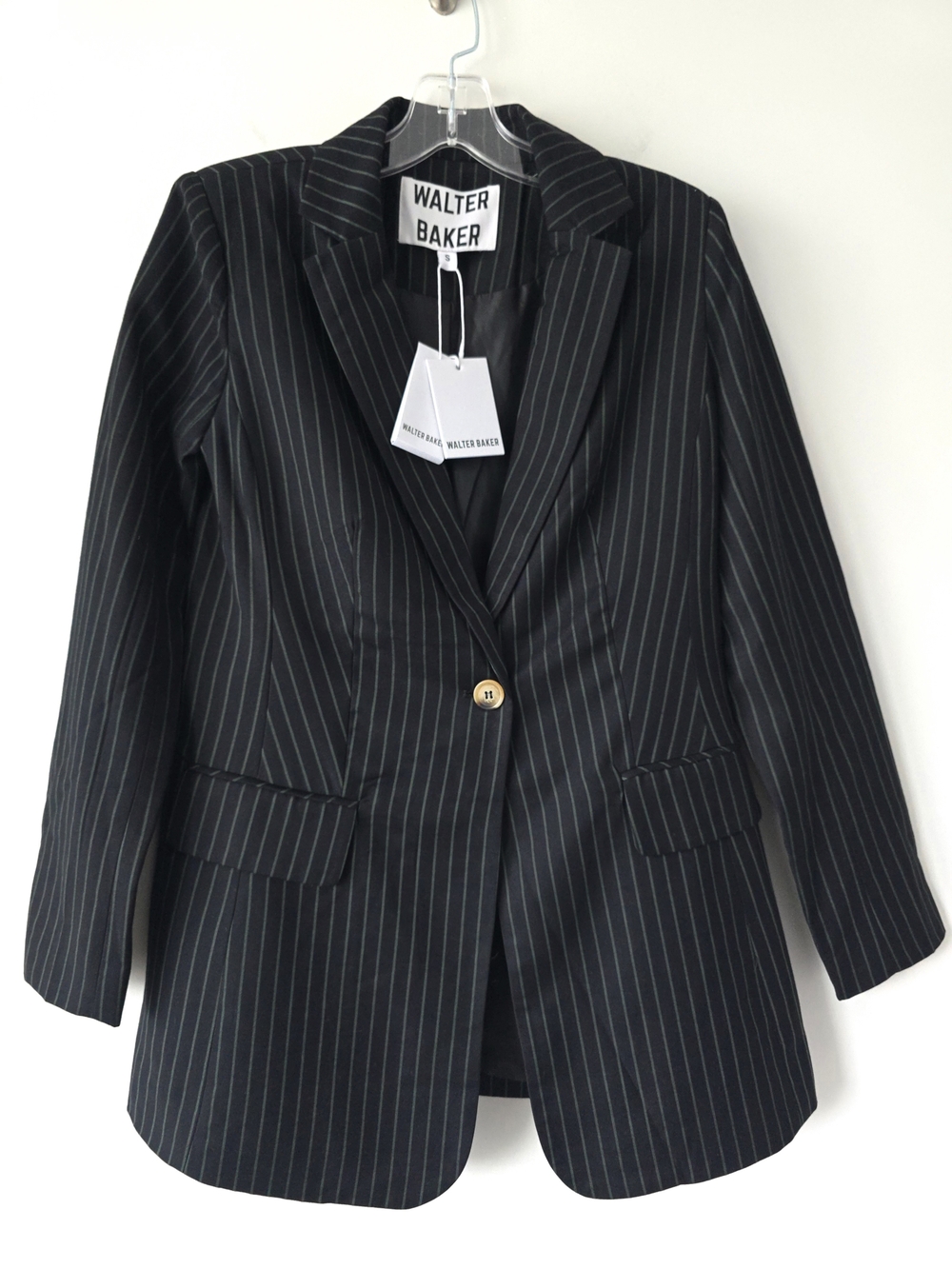 Walter Baker Tailored Pinstripe Blazer Women S Black Green NWT